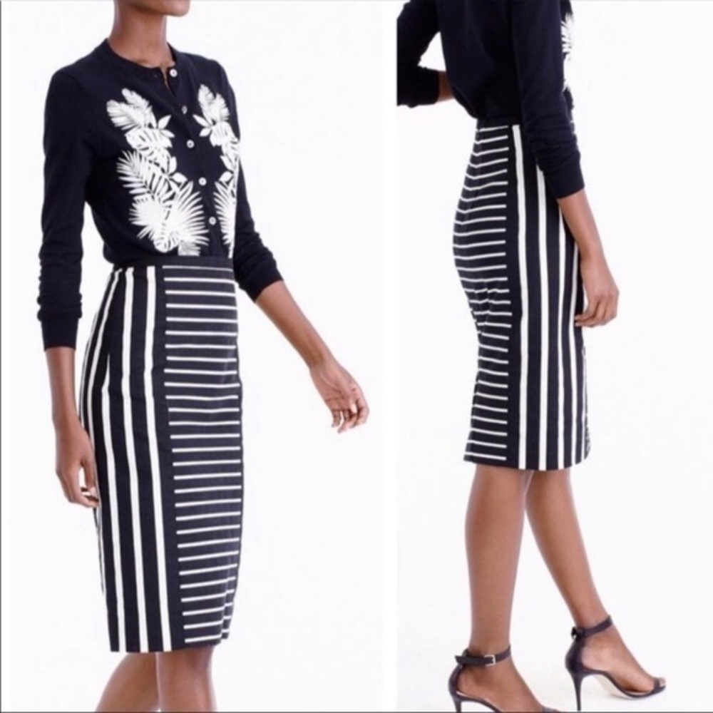 J Crew Black & White Pencil Skirt